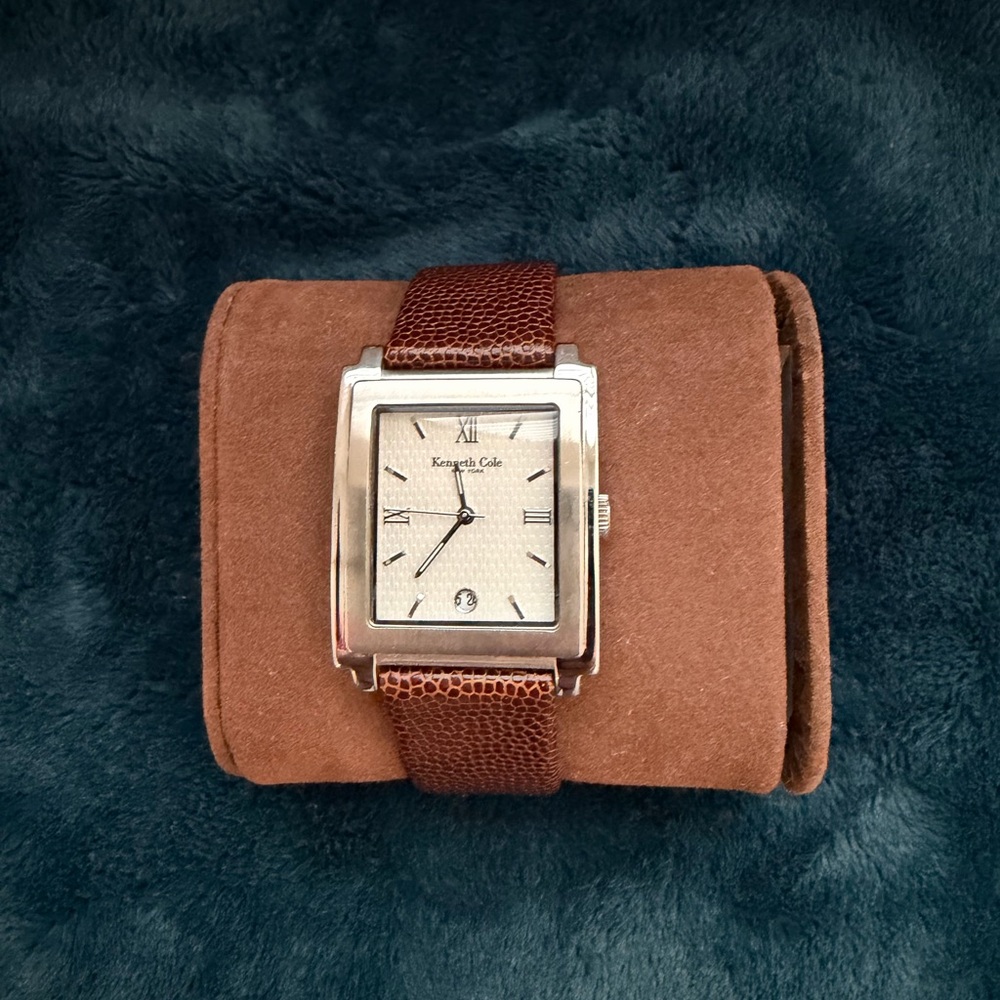 Kenneth Cole New York Silver and Brown Leather strap Men's Watch